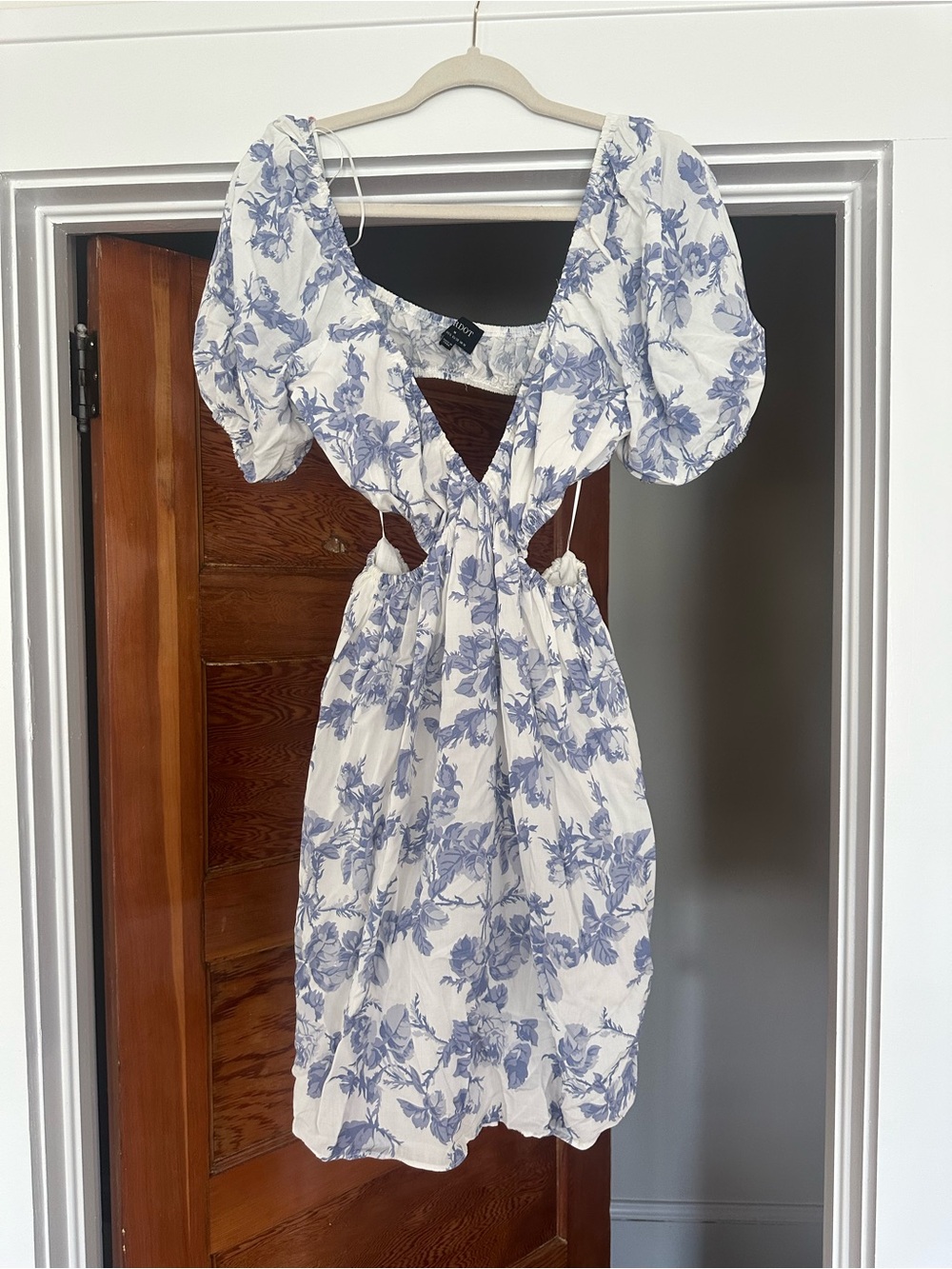 Bardot Floral Puff-Sleeve Cutout Mini Dress